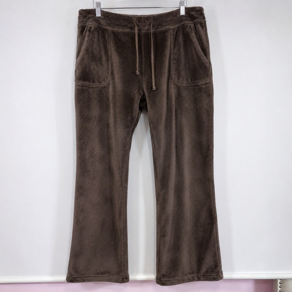 Patagonia Women XL Plush Synchilla Fleece Pants Brown Cozy Lounge Soft